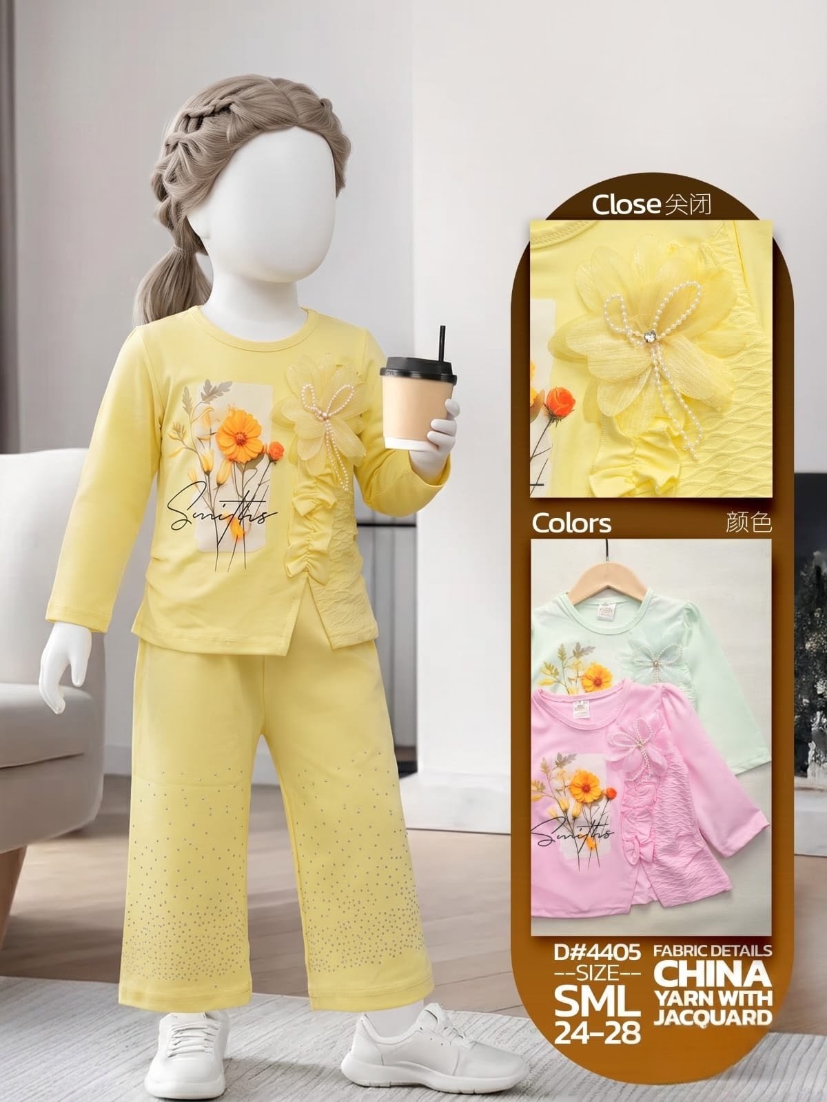 Girls Premium Floral Top & Wide-Leg Pants Set | Shah Garments