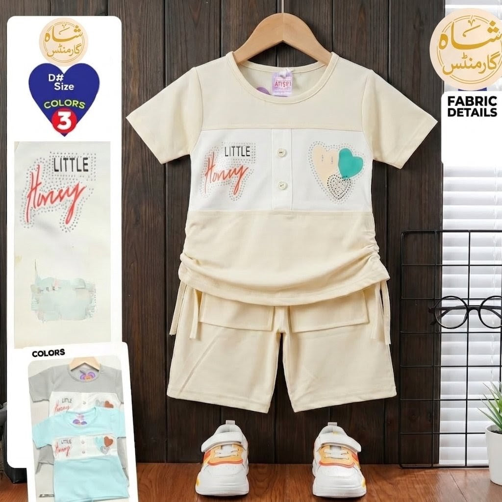Shah Garments Kids 2-Piece Cotton T-Shirt & Shorts Set | Little Honey Summer Outfit