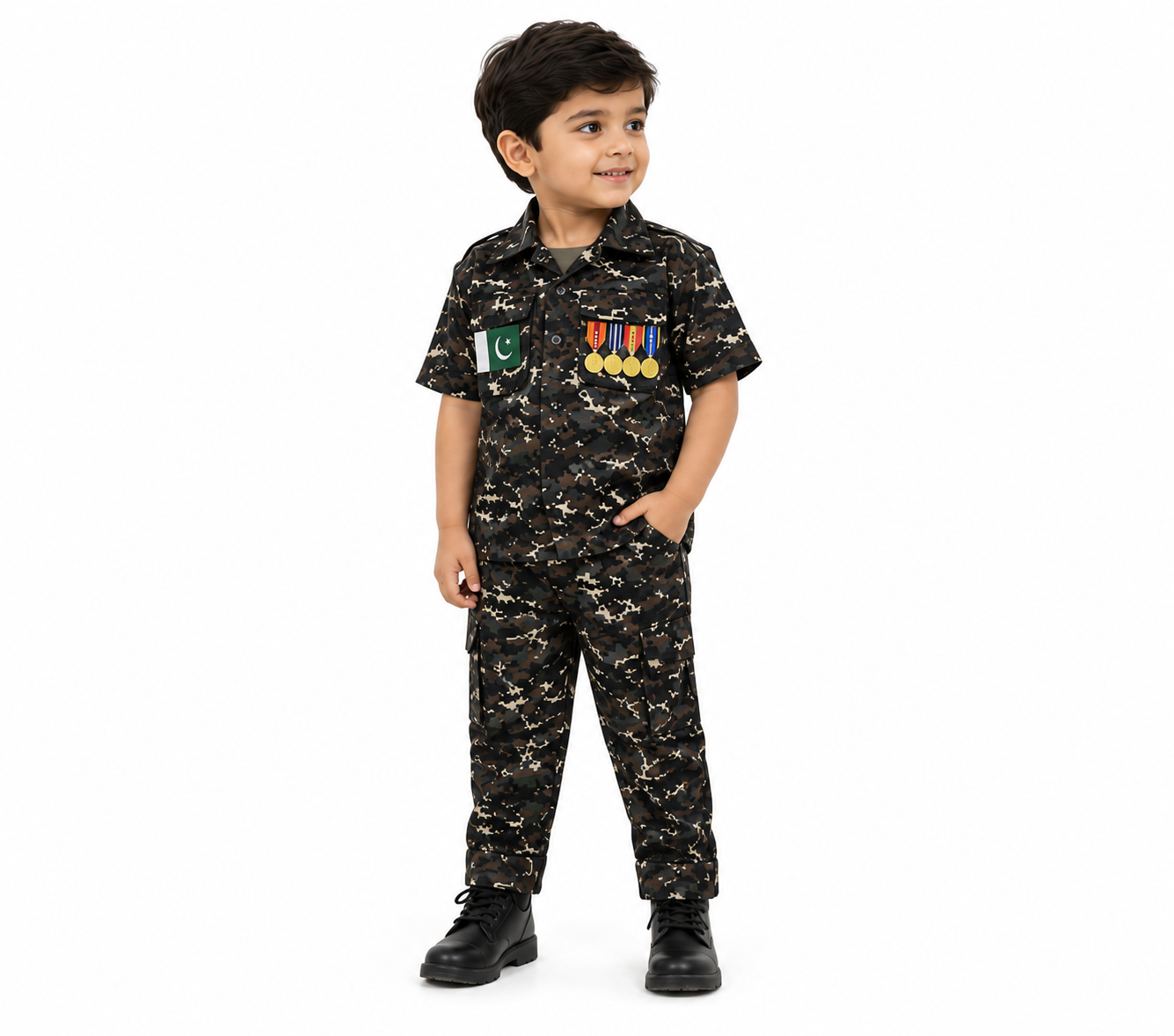 Pakistan Army Camouflage Uniform Costume with Cap & Medals