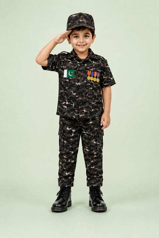 Pakistan Army Camouflage Uniform Costume with Cap & Medals