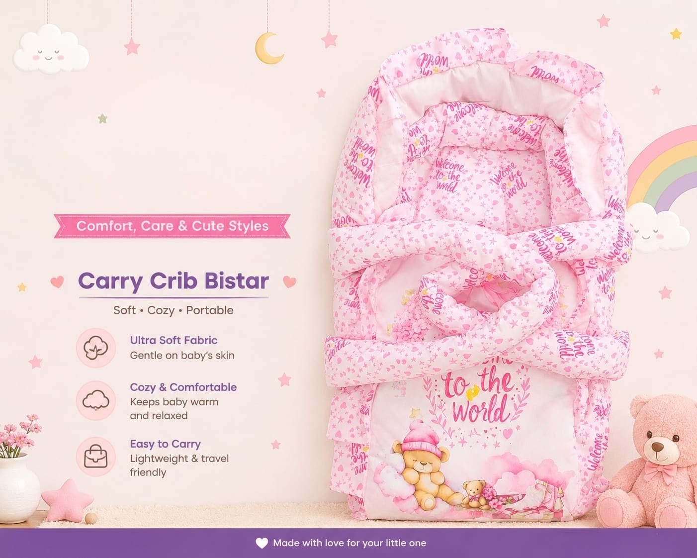 Premium Baby Carry Nest & Portable Crib | Ultra Soft & Cozy Baby Bed