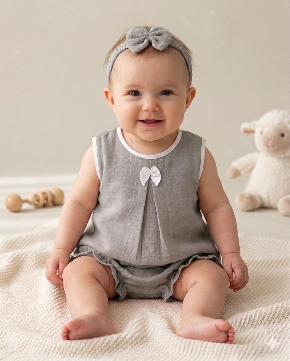 Baby Girls Cotton Romper Set | Soft Sleeveless Pink Summer Outfit
