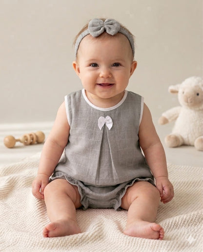 Baby Girls Cotton Romper Set | Soft Sleeveless Pink Summer Outfit