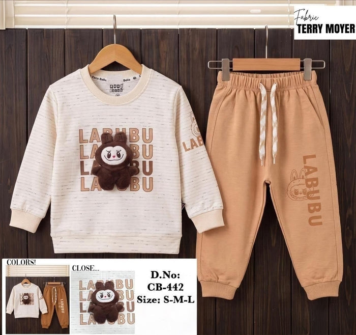 🐰 Kids Cute "Labubu" Plush Patch Terry Moyer Tracksuit ❄️