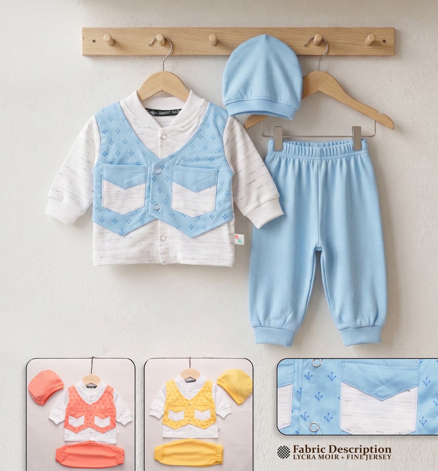 Baby Stylish Vest 3-Piece Set | Shah Garments