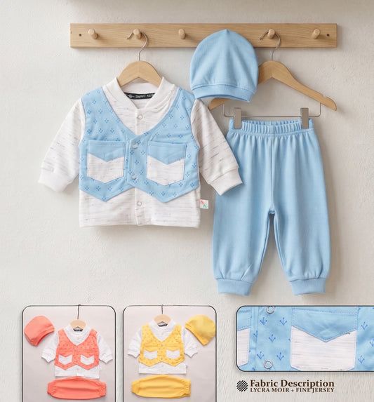 Baby Stylish Vest 3-Piece Set | Shah Garments