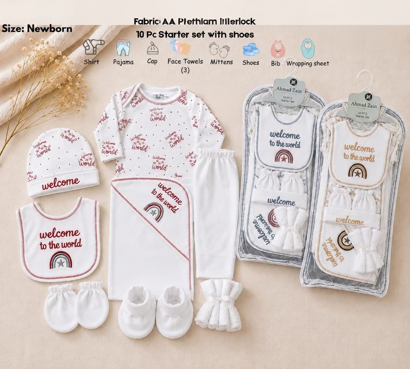 🌈 "Welcome to the World" 10-Piece Baby Gift Set with Shoes 👶✨