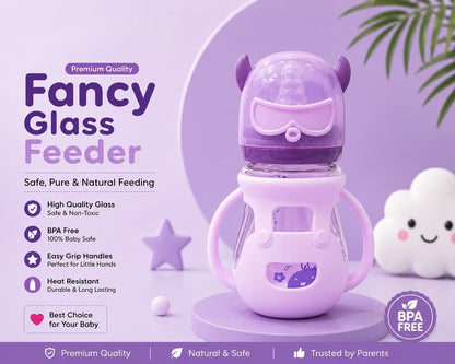 Premium Fancy Glass Feeder with Goggles Cap & Protective Cover
