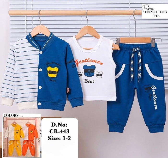 🕶️ Kids "Gentlemen Bear" 3-Piece French Terry Suit ❄️