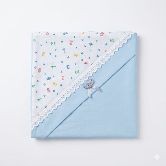 Premium Baby Receiving Blanket | Soft Cotton Newborn Swaddle Wrap – Blue