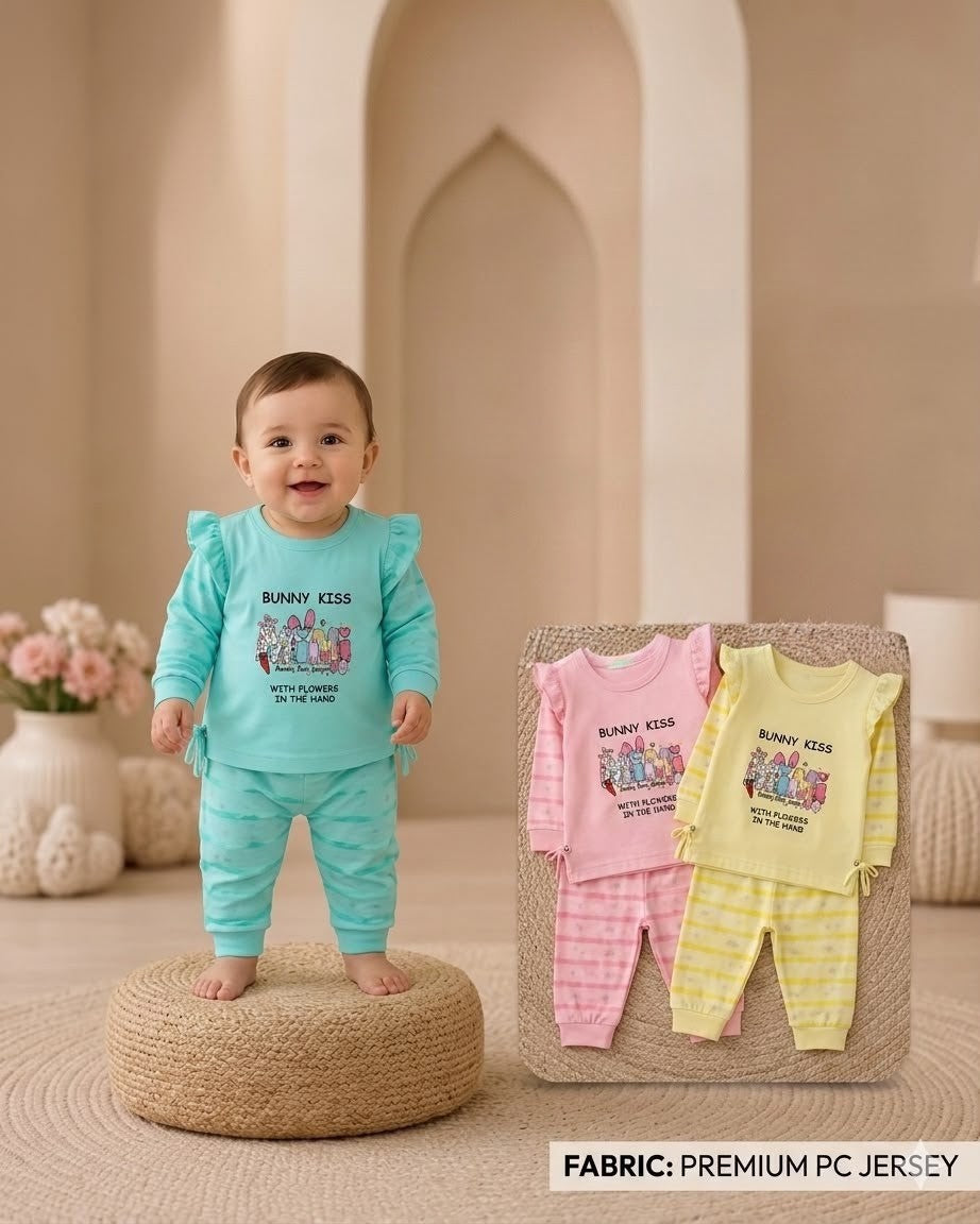 🐰 Cute "BUNNY KISS" Premium PC Jersey Baby Tracksuit Set ✨
