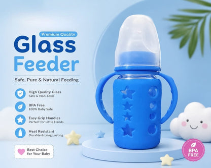 Premium BPA-Free Glass Feeder with Silicone Cover & Easy Handles