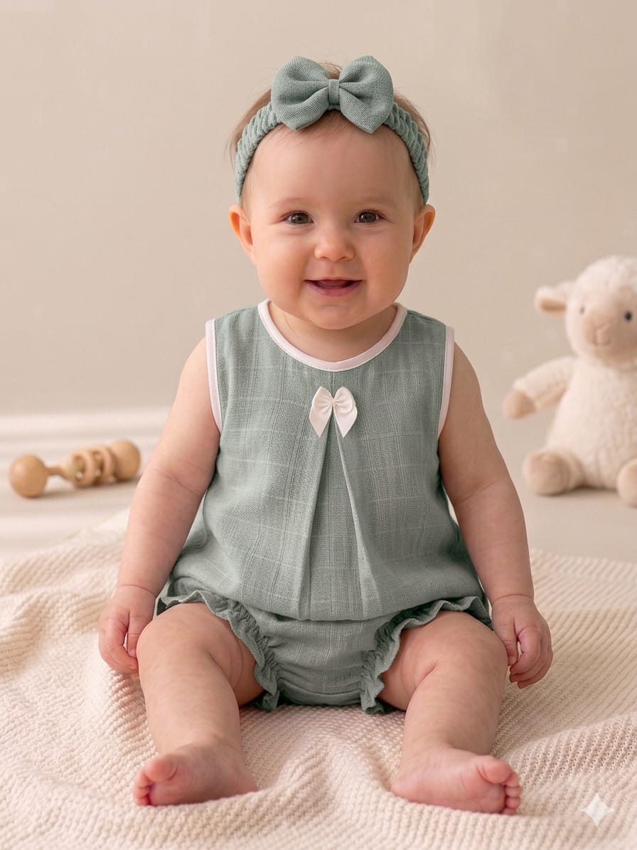 Baby Girls Cotton Romper Set | Soft Sleeveless Pink Summer Outfit