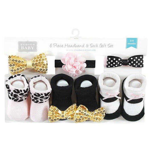 Shah Garments Baby Girl 6-Piece Headband & Socks Gift Set (0–1year)