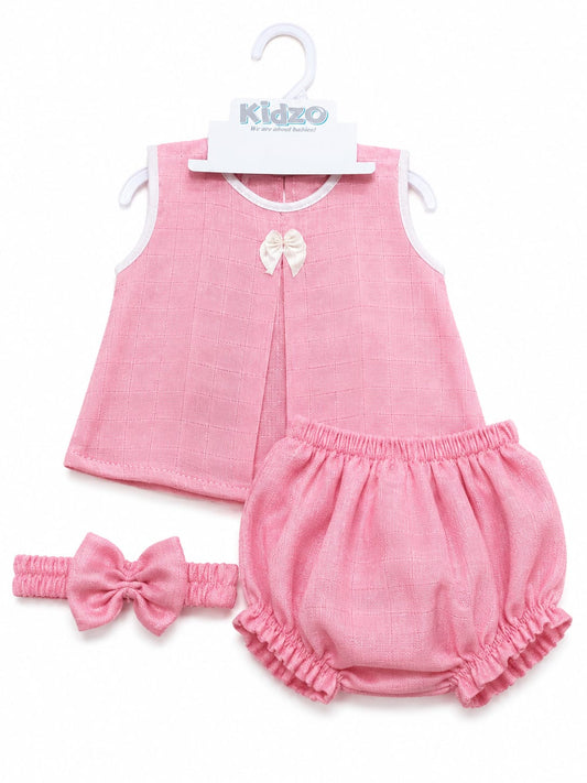Baby Girls Cotton Romper Set | Soft Sleeveless Pink Summer Outfit