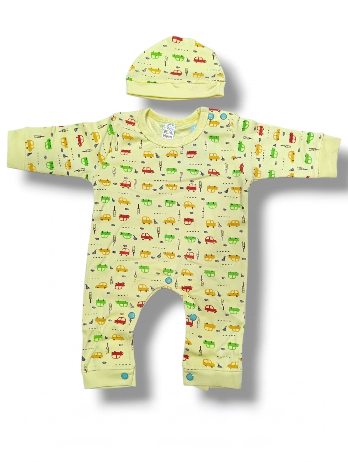 2-Piece Printed Baby Romper & Cap Set 👶