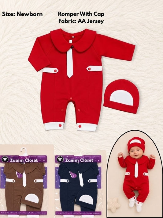 👔 Cute Baby Romper with Cap Set 👶✨