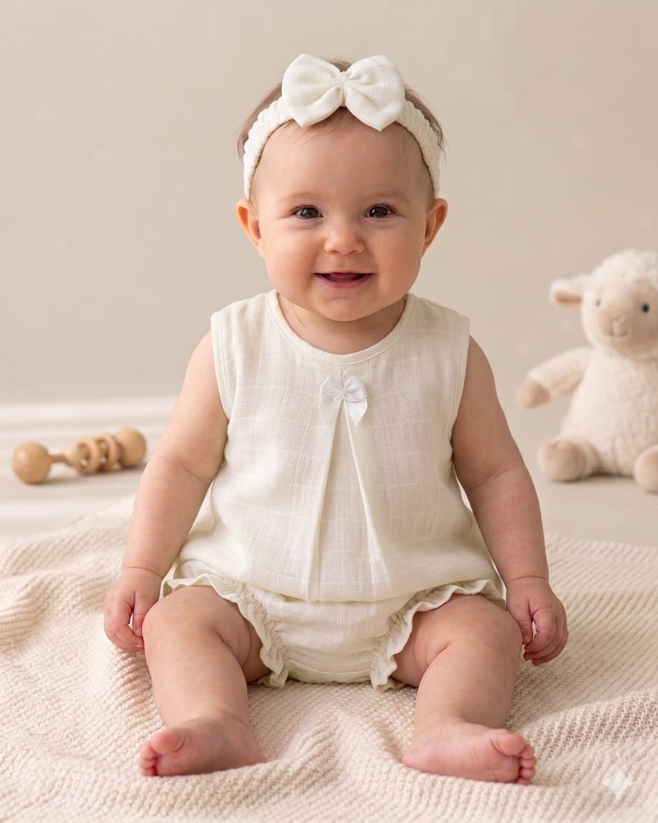 Baby Girls Cotton Romper Set | Soft Sleeveless Pink Summer Outfit