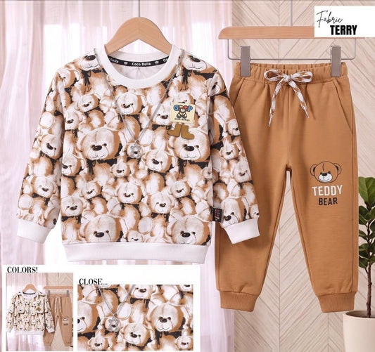 🧸 Kids Cute Teddy Bear Winter Terry Tracksuit Set ❄️
