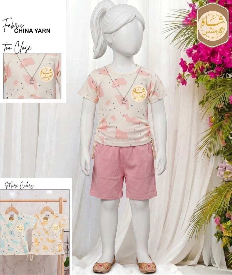 Shah Garments Kids 2-Piece China Yarn T-Shirt & Shorts Set | Soft Summer Outfit
