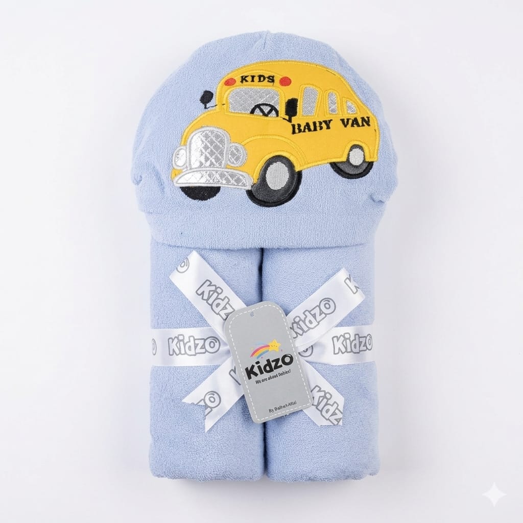 Kids Hooded Bath Towel | Ultra Soft & Absorbent Baby Bath Wrap – Blue Truck Design