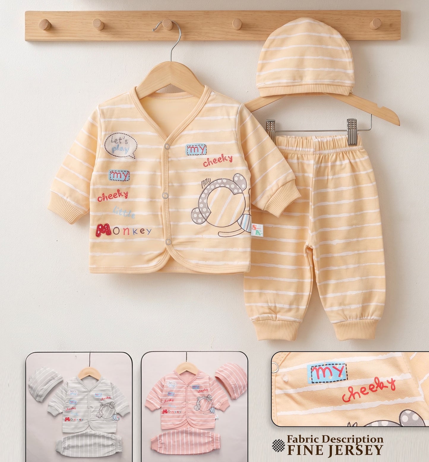 Baby Monkey Print 3-Piece Set | Shah Garments