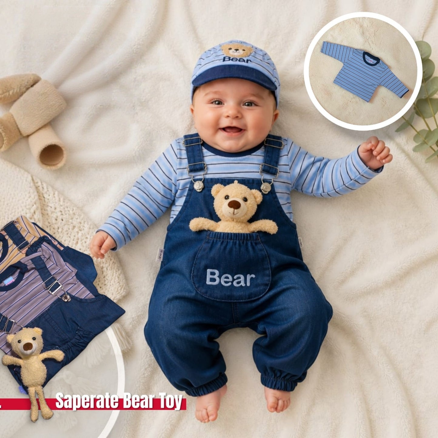 Baby Bear Denim Dungaree Set