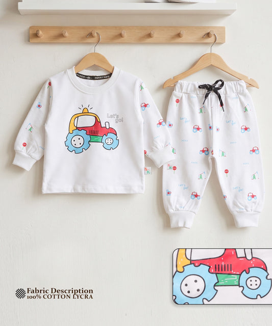 Kids Printed Tractor 2-Piece Set | Shah Garments